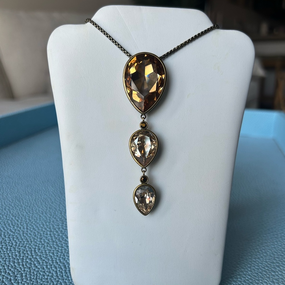 Touchstone crystal by Swarovski  Pear drop pendant in antique